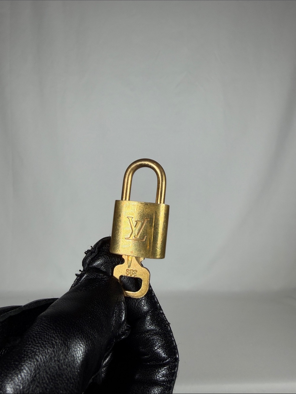 Louis Vuitton #309 Gold Brass Padlock Lock & Key Charm